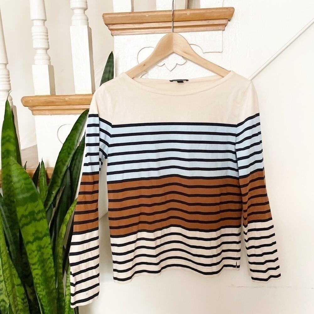 J. Crew Multicolor Stripe Boat Neck Long Sleeve Tee sz XS
